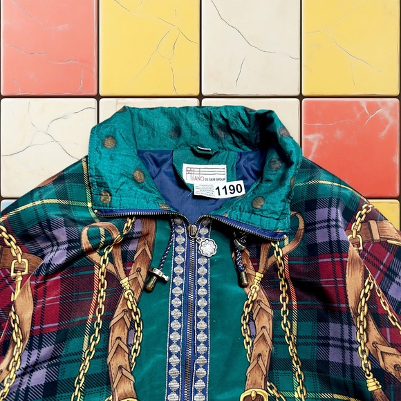 Vintage Milano Scottish Windbreaker Jacket 80s Womens M Plaid Dog Fullzip Bomber - Picture 8 of 11